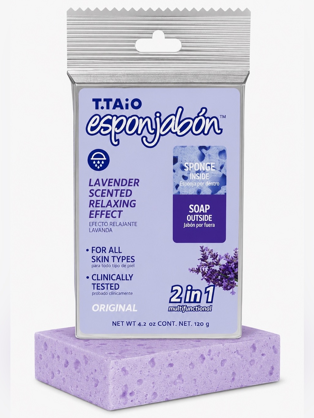 Lavender Scented 2-in-1 Soap Sponge - Purple
